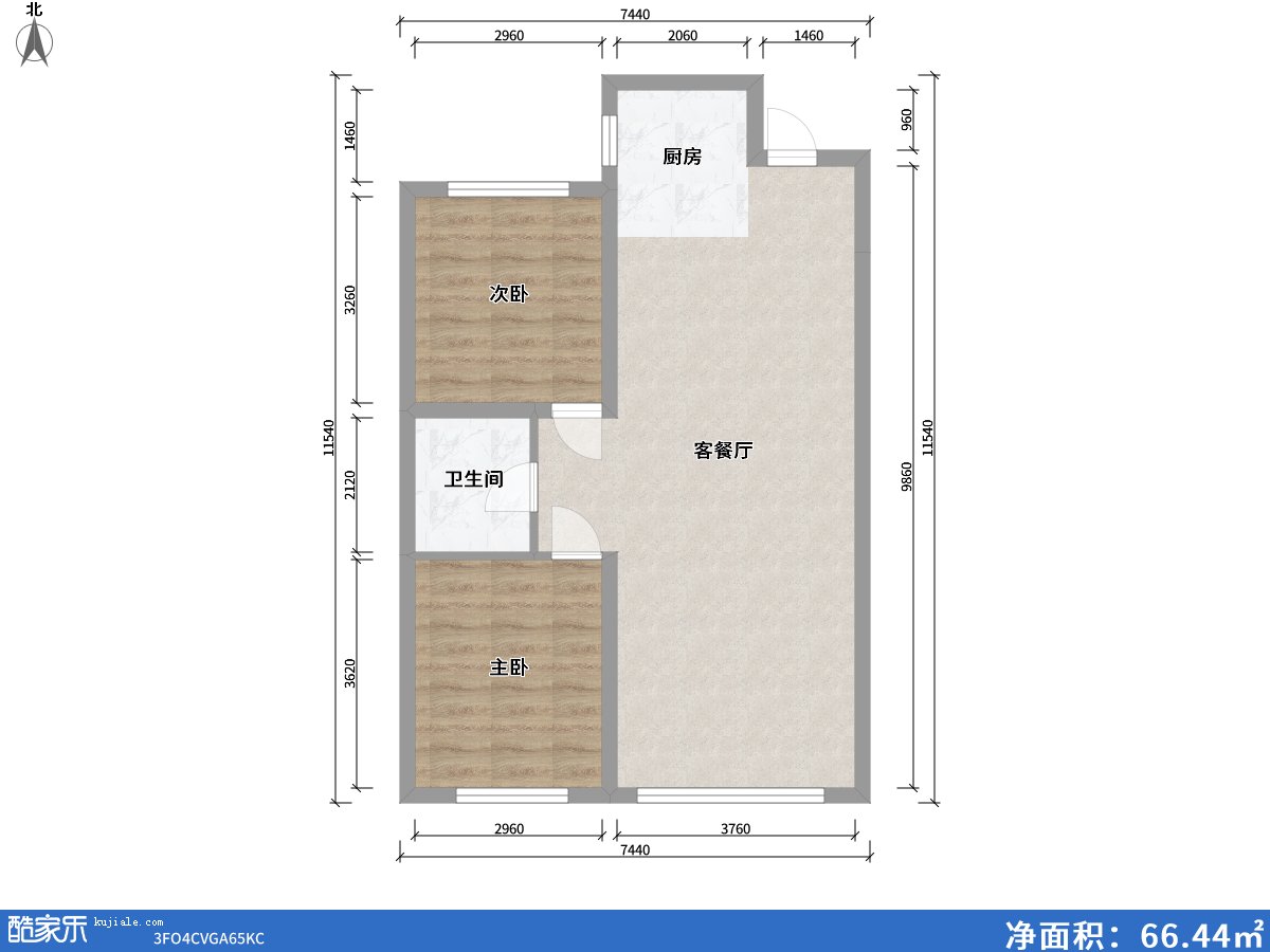 方興山嶼湖2室2廳1衛0廚84.00㎡戶(hù)型圖